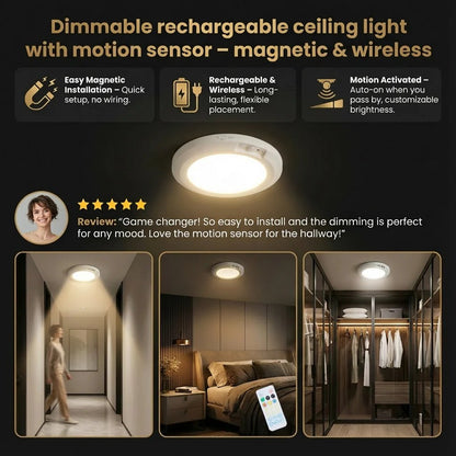 💡 Limited-Time Sale - Rechargeable Magnetic Wireless Motion Sensor Ceiling Light with Remote