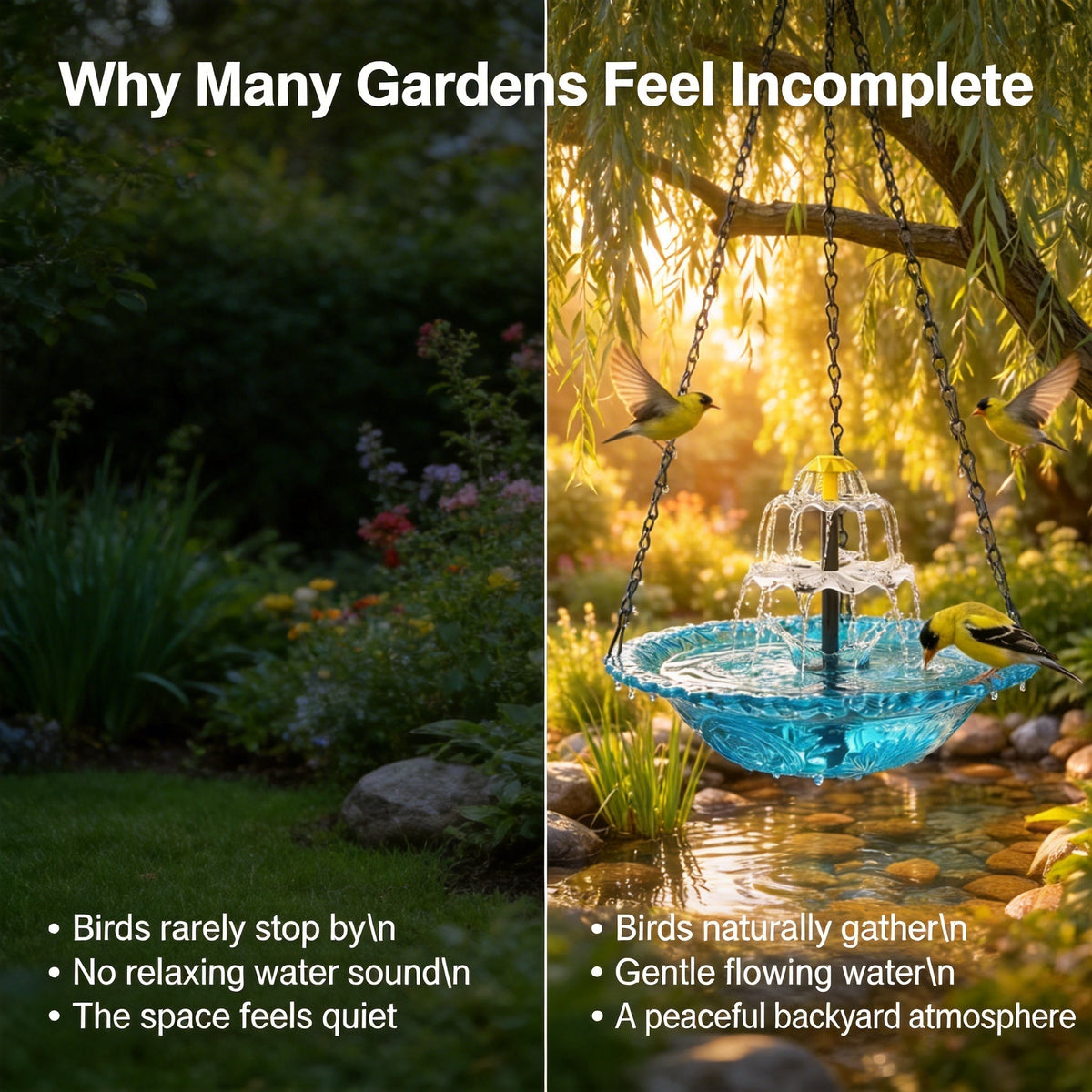 Solar Cascade Hanging Bird Bath Fountain