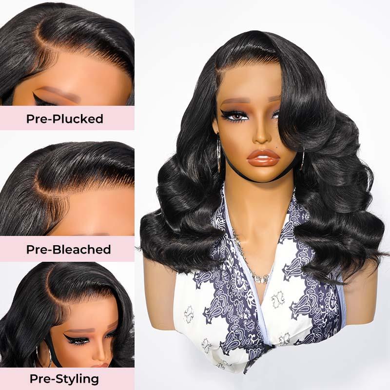 🔥Final 3 Hours: 50%OFF🔥 Density Side Part Glueless LayerCut Wig 6x8 Lace Closure Wig Body Wave Pre Cut Pre Bleached Ready Go Wigs